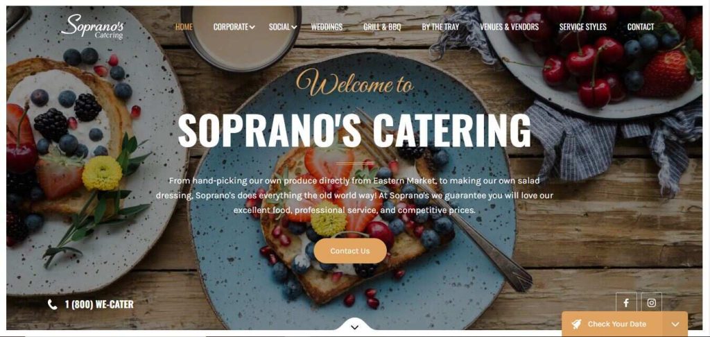 Soprano's Catering Website